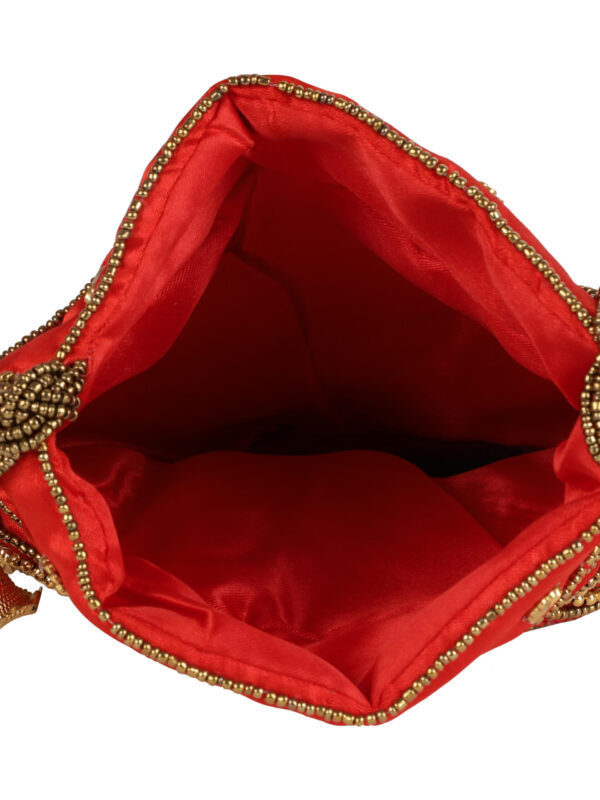 Combo - Designer Embroidered Potli Bag - Red & Red - Image 4