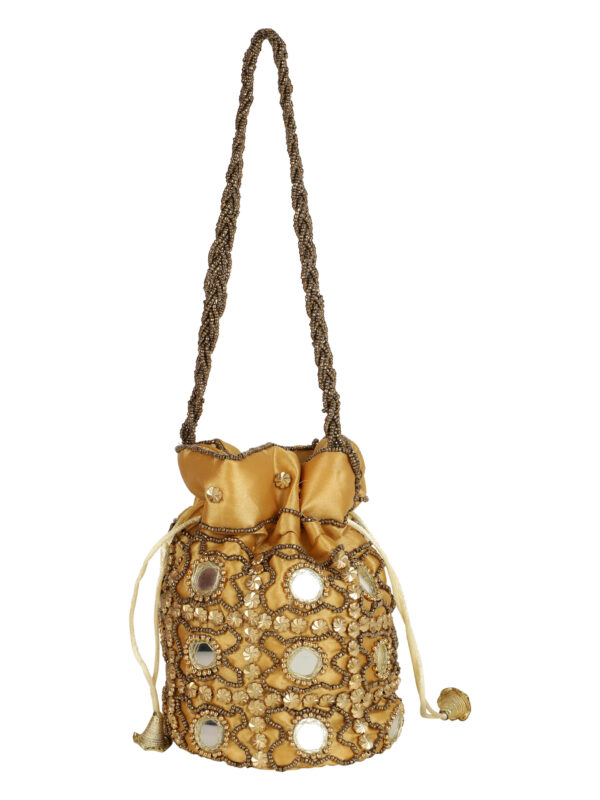 Combo - Designer Embroidered Potli Bag - Yellow & Gold - Image 5