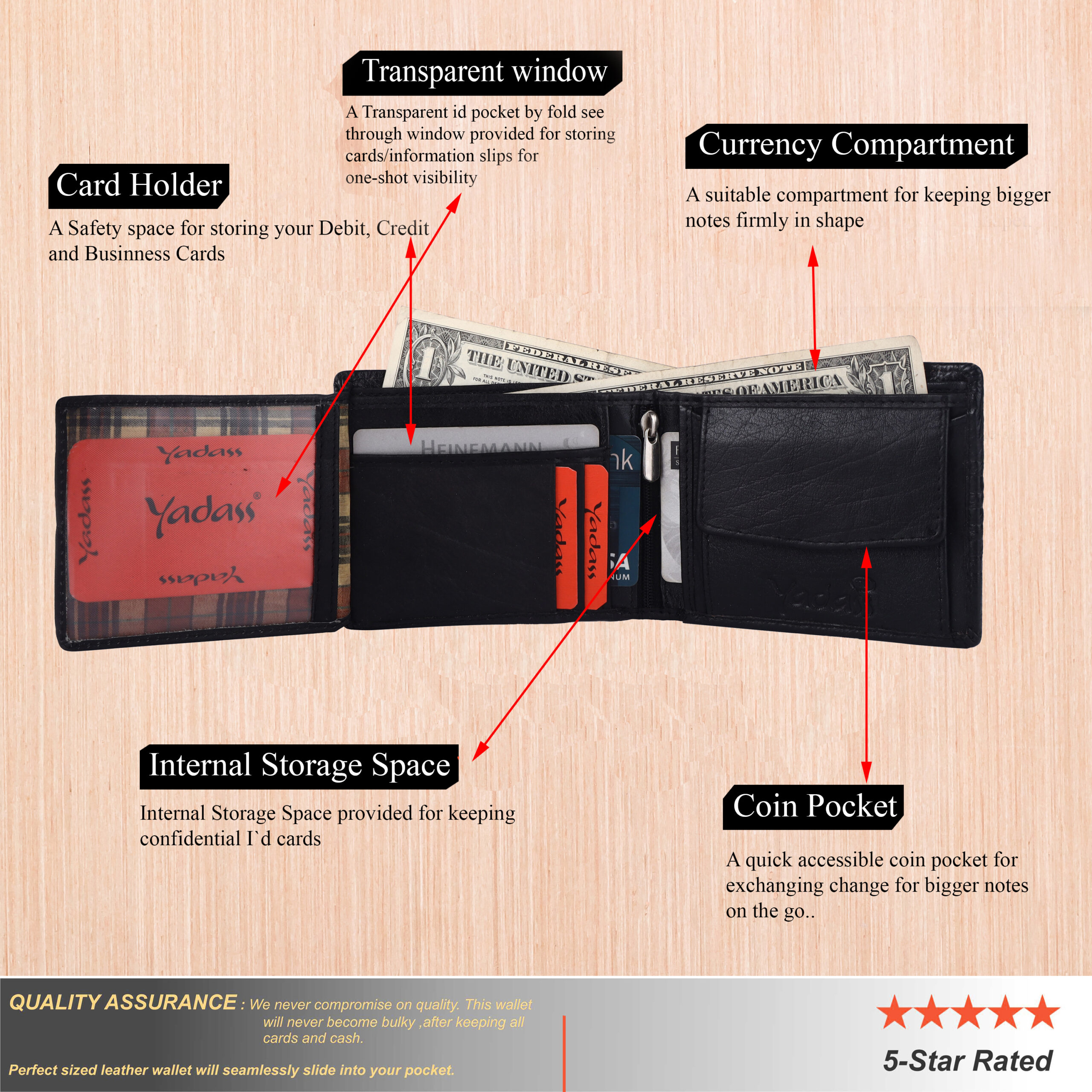 Bi-Fold Black Stylish Genuine Leather Wallets for Men Latest Gents Purse with Card Holder 22110_BL_UPPER_DESING - Image 4