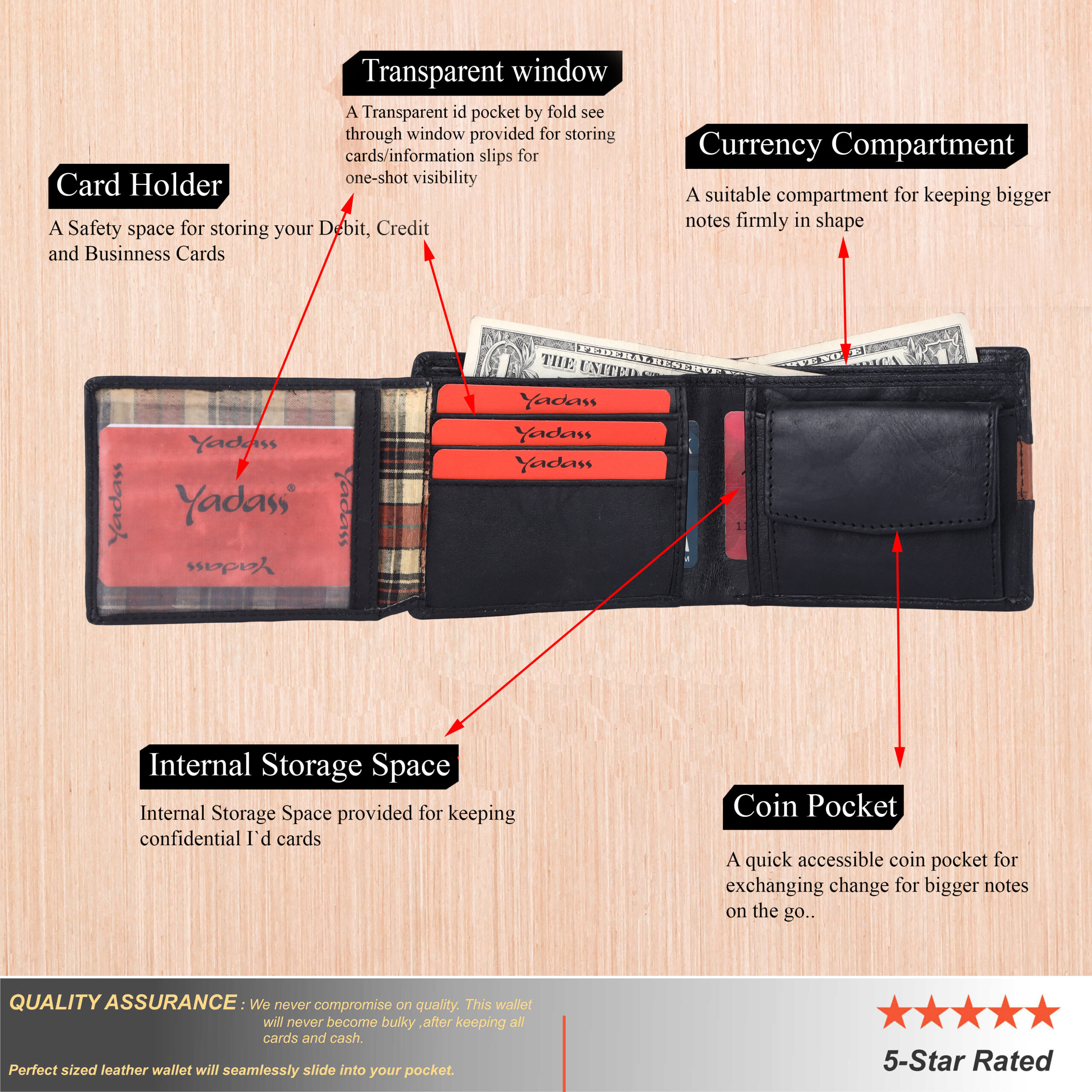 Bi-Fold Black Stylish Genuine Leather Wallets for Men Latest Gents Purse with Card Holder 22112_BL - Image 4