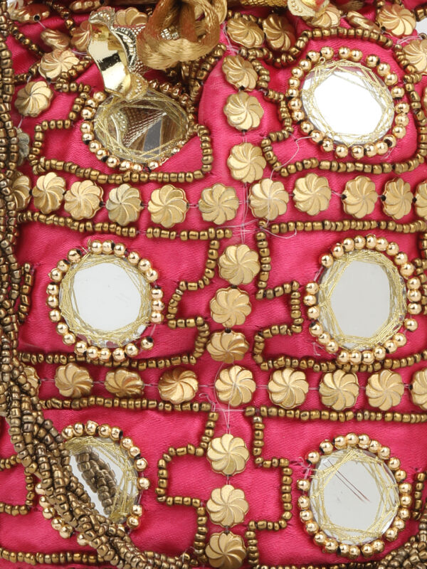 Combo - Designer Embroidered Potli Bag - Red & Purple - Image 3