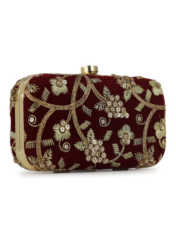Combo Of Boho Bag And Maroon Embroidered Box Clutch For Girls and womens - Image 2