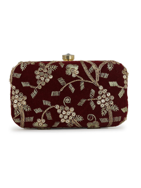 Combo Of Boho Bag And Maroon Embroidered Box Clutch For Girls and womens - Image 4