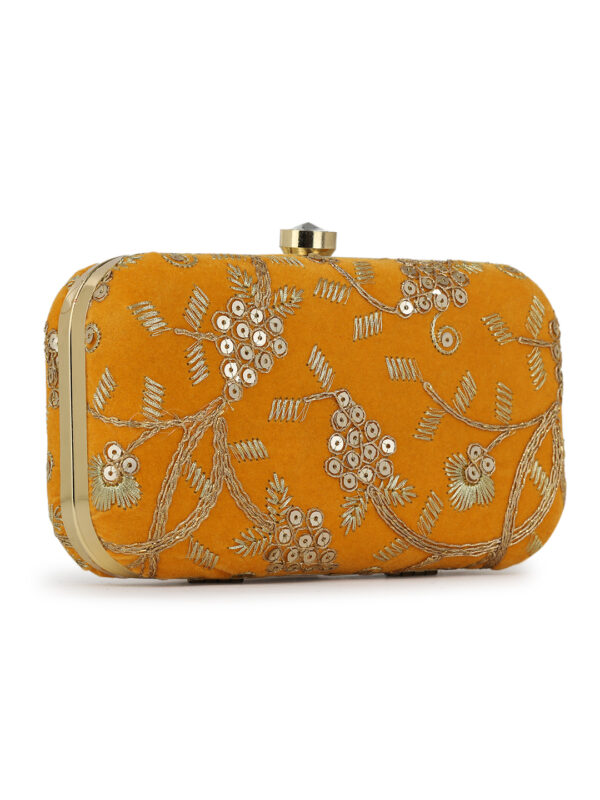Combo Of Boho Bag And Mustard Embroidered Box Clutch For Girls and womens - Image 3
