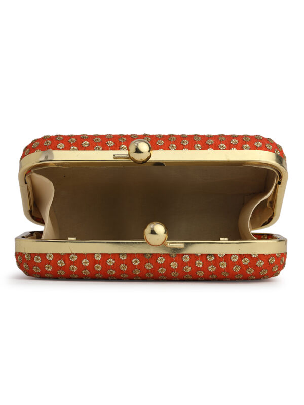 Combo Of Boho Bag And Orange & Gold Embroidered Box Clutches For Girls and womens - Image 5