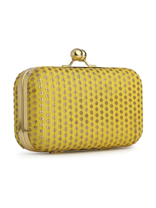Combo Of Boho Bag And Yellow & Gold Embroidered Box Clutches For Girls and womens - Image 3