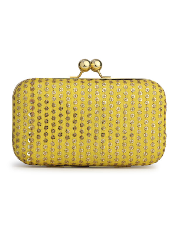 Combo Of Boho Bag And Yellow & Gold Embroidered Box Clutches For Girls and womens - Image 4