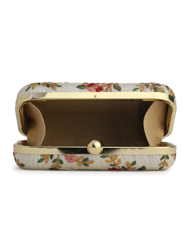 Off White & Gold Embroidered Box Clutches For Girls and womens(01) - Image 5