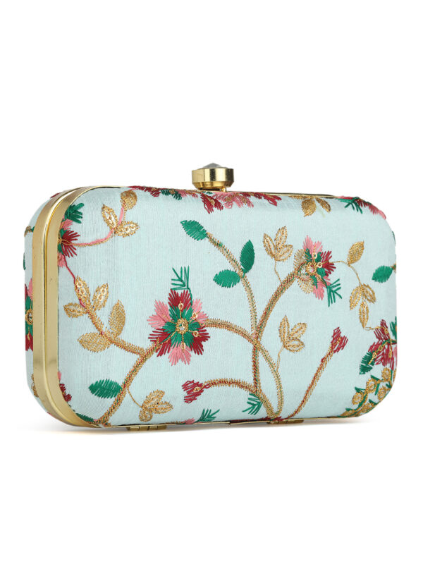 Combo Of Boho Bag And Blue & Gold Embroidered Box Clutches For Girls and womens - Image 2