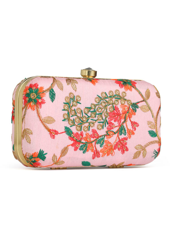 Combo Of Boho Bag And Pink & Green Embroidered Box Clutches For Girls and womens - Image 3