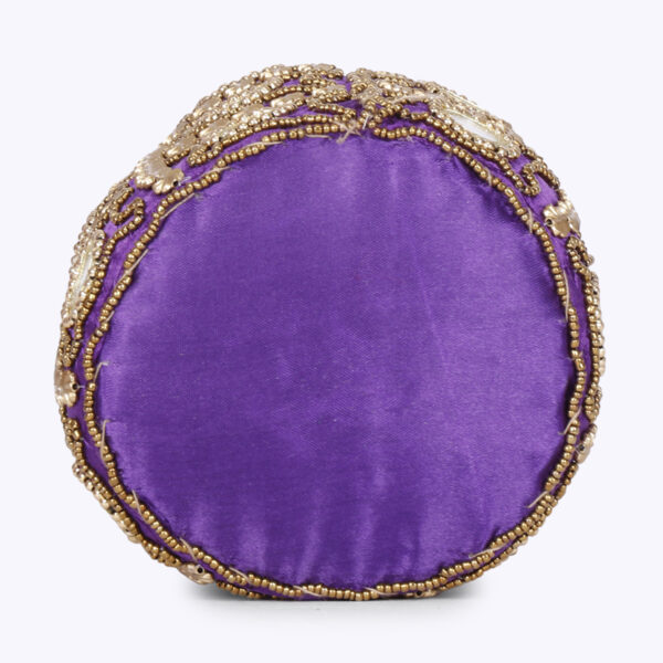 Combo - Designer Embroidered Potli Bag - Yellow & Purple - Image 6