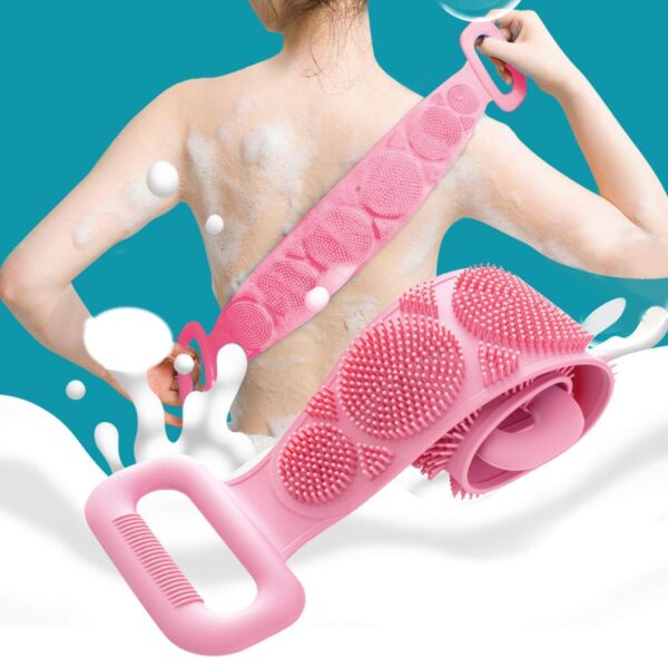 Dual Sided Back Scrubber Body Massage Brush Silicon Back Wash Bar Bathroom Products Luxury Exfoliating Back Scrubber with Flip Side Massager