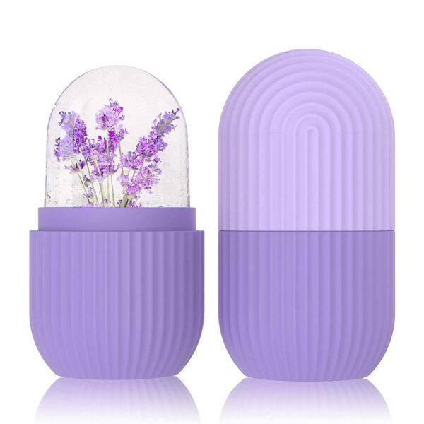 Ice Roller for Face Massager | Reusable Ice Holder Tool for Glowing & Clear Skin | Easy to Use and Carry | Cold Massage Therapy for Skin (Purple (2 Pack))