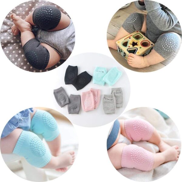 2 Pair Baby Knee and Elbow pad Baby Crawling Elbow pad Baby Leg Warmer Baby Kneecap (Multi Color) - Image 2