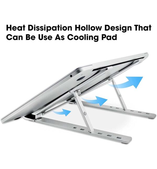 Laptop Stand, Fold-Up, Adjustable, Ventilated, Portable Laptop Holder for Desk, Aluminum Foldable Laptop Ergonomic Compatibility with up to 15.6-inch Laptop, All Mac, Tab, and Mobile (Silver) - Image 2