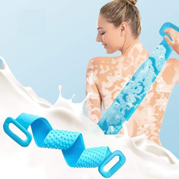 Dual Sided Back Scrubber Body Massage Brush Silicon Back Wash Bar Bathroom Products Luxury Exfoliating Back Scrubber with Flip Side Massager - Image 2