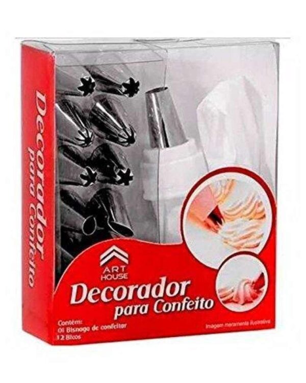Cake 12 Piece Cake Decorating Set Frosting Icing Piping Bag Tips with Steel Nozzles - Image 2