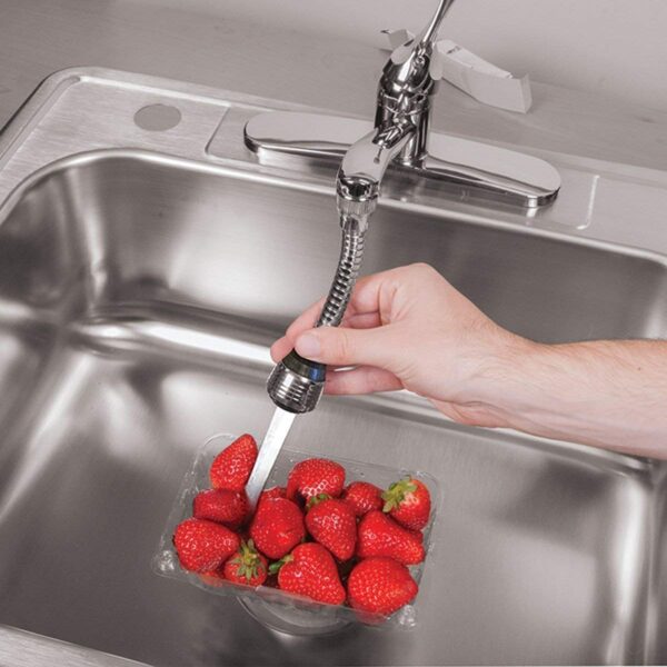 Turbo Flex 360 Kitchen Flexi Tap, 360 Anti-Splash Water Saving Nozzle, Flexible Faucet Sprayer, Water Extender for Kitchen & Bathroom (6?,Silver) - Image 2