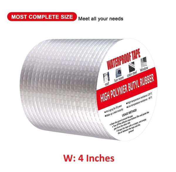 Super Strong Adhesive Waterproof Permanent Repair Aluminum Butyl Tape Rubber Foil Suitable for Roof Leak, surface Crack, Window Sill Gap, Boat Sealing, Home Renovation (10CM*5M (Pack Of 1)) - Image 2