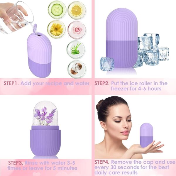 Ice Roller for Face Massager | Reusable Ice Holder Tool for Glowing & Clear Skin | Easy to Use and Carry | Cold Massage Therapy for Skin (Purple (2 Pack)) - Image 2