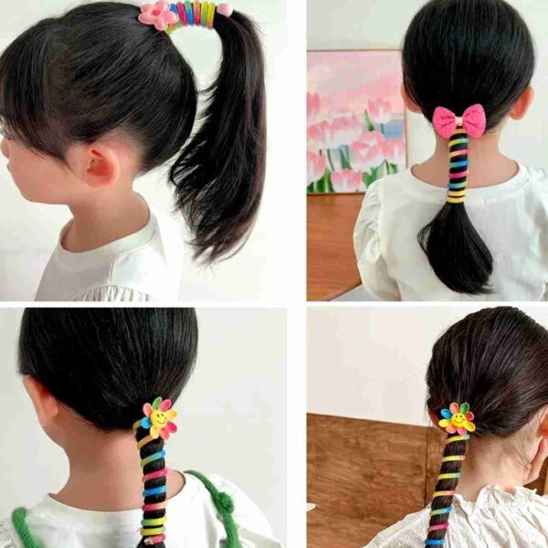 Wire Spiral Hair Ties Rubber band for kids(pair) - Image 6